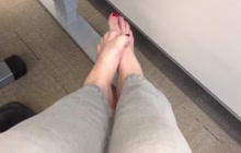Nude naughty feet at the office